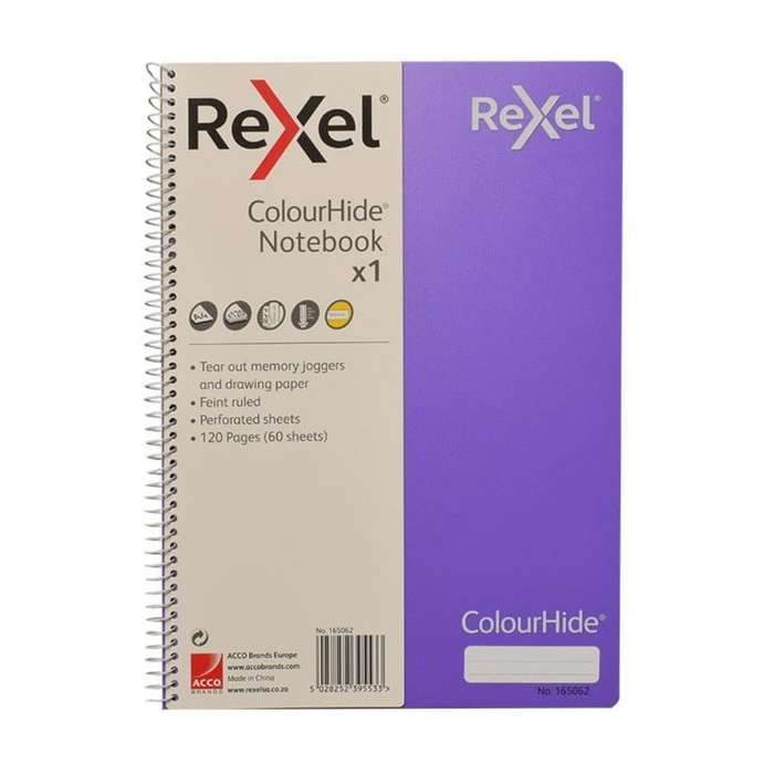 Rexel ColourHide A4 Notebook - Purple 165062