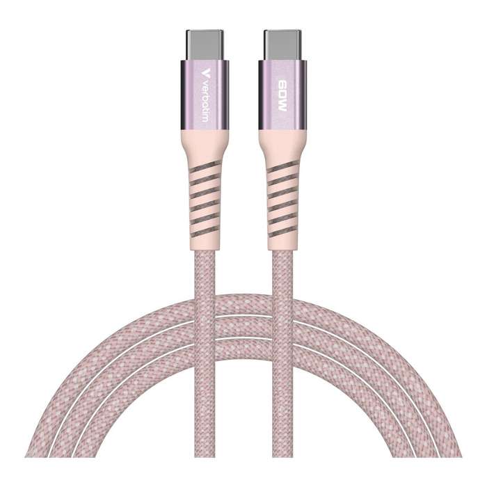 Verbatim 1.2m USB-C to USB-C 60W Sync and Charge Magnetic Cable Pink 31853