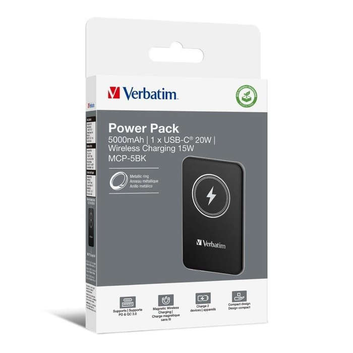 Verbatim Charge n Go 5000mAh USB-C Magnetic Wireless Charging Power Bank 32240
