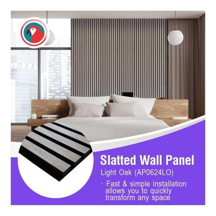 Parrot 600x2400mm Slatted Wall Panel Light Oak AP0624LO