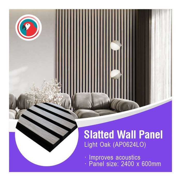 Parrot 600x2400mm Slatted Wall Panel Light Oak AP0624LO