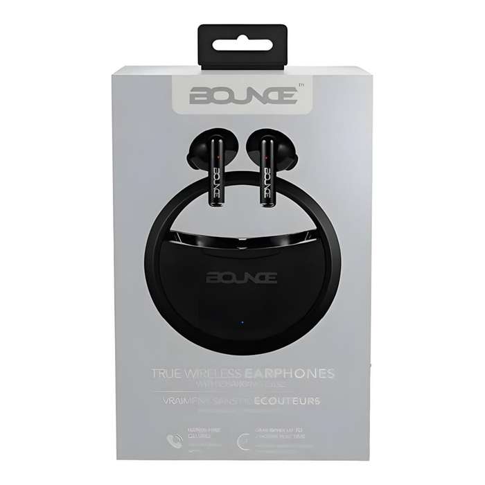 Bounce Proton Series True Wireless Earphones with Charging Case Black BO-1125-BK-CF