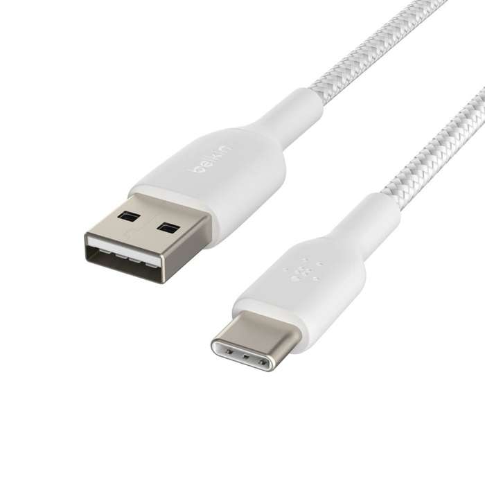 Belkin 3m BoostCharge Braided USB-C to USB-A Cable White CAB002BT3MWH