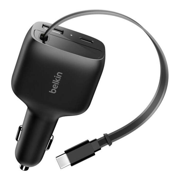 Belkin 75W BoostCharge Retractable Car Charger Black CCC001HQBK