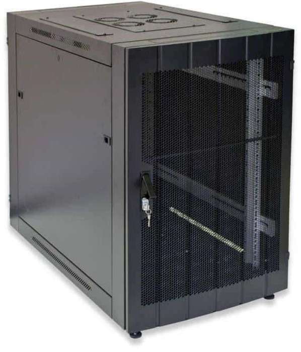 RCT 4U CP Black Wall Mount Cabinet 2x Uprights 2x Glands + Screws 450mm Perforated Door CP44U.PER...