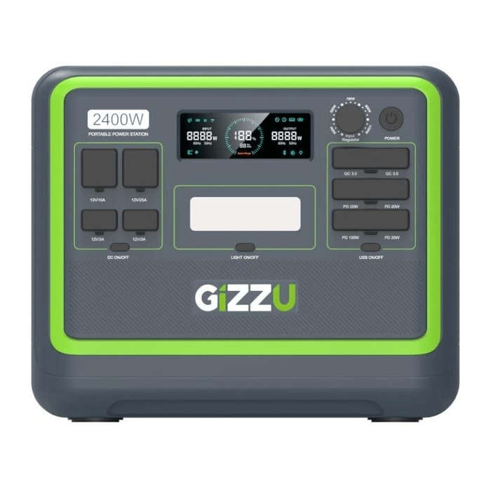 Gizzu Hero Pro 2400W 2048Wh UPS Fast Charge LifePO4 Portable Power Station with 2x SA Power Plugs...