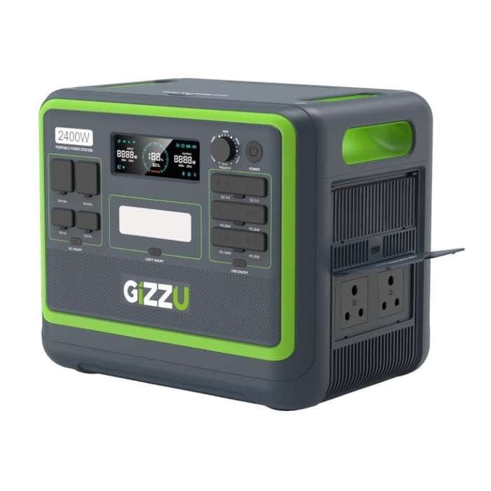 Gizzu Hero Pro 2400W 2048Wh UPS Fast Charge LifePO4 Portable Power Station with 2x SA Power Plugs...