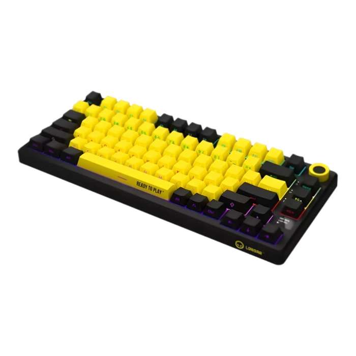 Lorgar KBP7075W Wireless 75 Mechanical Gaming Keyboard Pro Black and Yellow LRG-KBP7075W-YL-US
