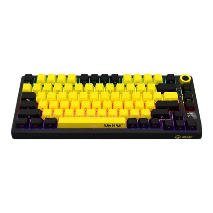 Lorgar KBP7075W Wireless 75 Mechanical Gaming Keyboard Pro Black and Yellow LRG-KBP7075W-YL-US