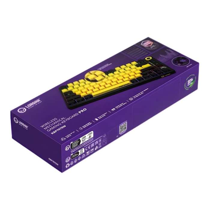 Lorgar KBP7075W Wireless 75 Mechanical Gaming Keyboard Pro Black and Yellow LRG-KBP7075W-YL-US