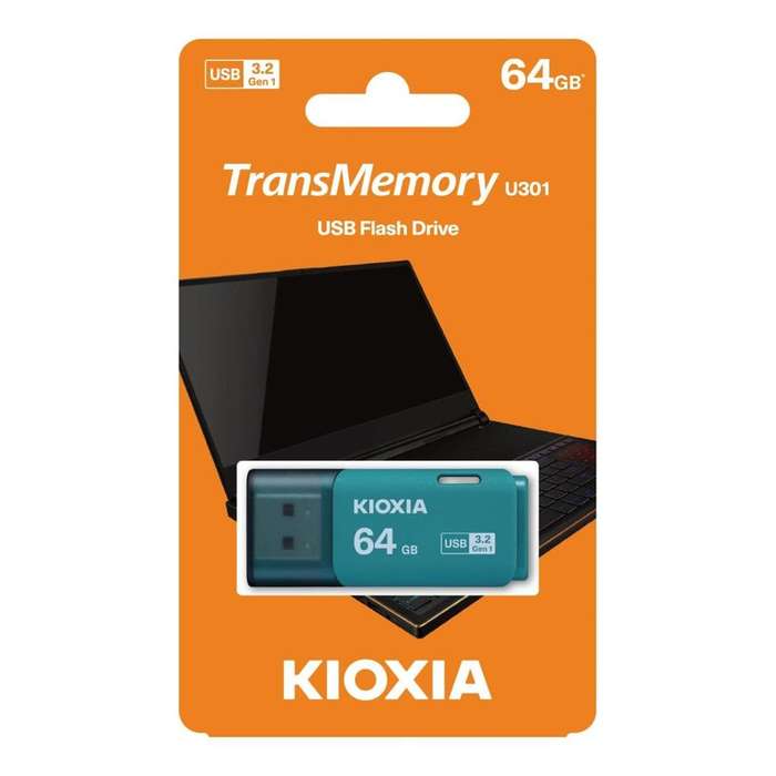 Kioxia TransMemory U301 64GB Type-A Flash Drive Light Blue LU301L064GG4