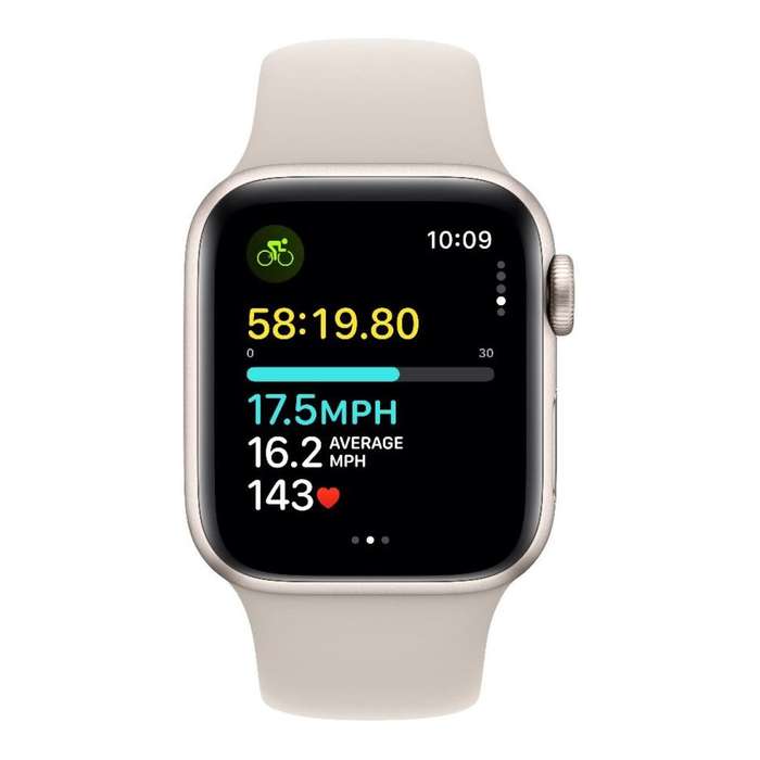 Apple Watch SE GPS 44mm Starlight Aluminium Case with Starlight Sport Band M/L MRGX3QR/A