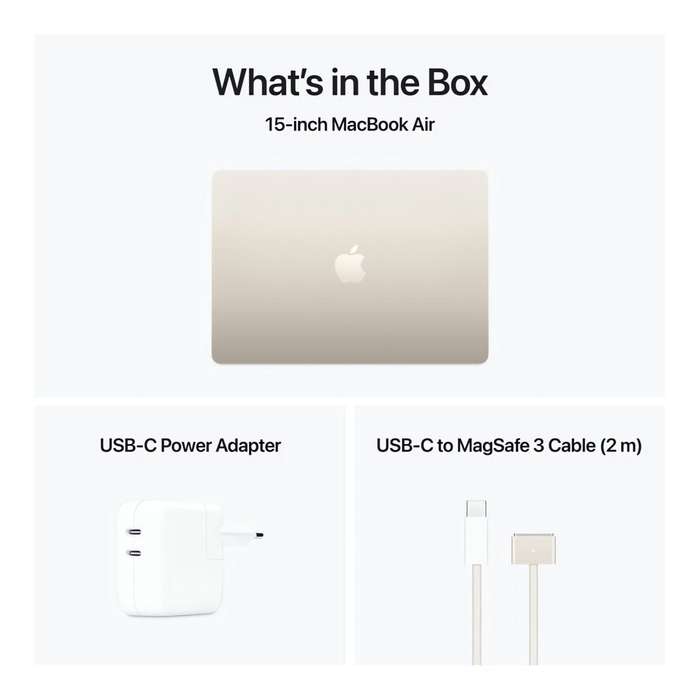 Apple MacBook Air 15.3-inch Retina Laptop - Apple M4 256GB SSD 16GB RAM macOS Starlight