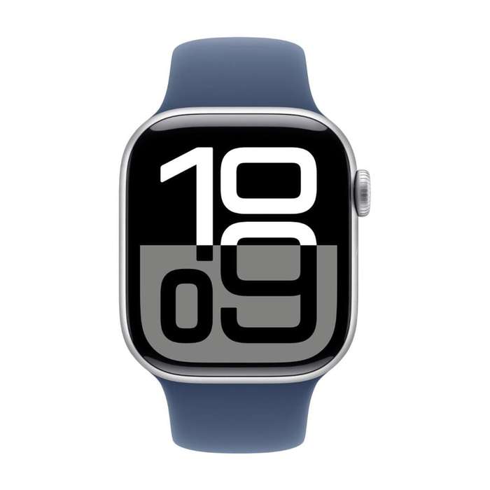 Apple Watch Series 10 GPS 42mm Silver Aluminium Case with Denim Sport Band S/M