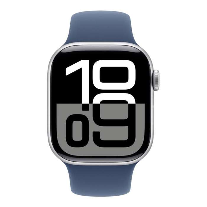 Apple Watch Series 10 GPS 46mm Silver Aluminium Case with Denim Sport Band - Small/Medium MWWL3QA/A