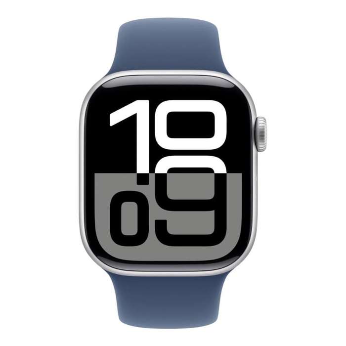Apple Watch Series 10 GPS 46mm Silver Aluminium Case with Denim Sport Band - Medium/Large MWWM3QA/A