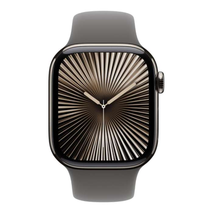 Apple Watch Series 10 GPS LTE 42mm Natural Titanium Case with Stone Grey Sport Band - Medium/Larg...