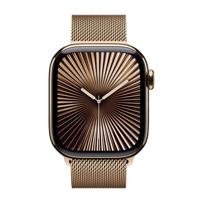 Apple Watch Series 10 GPS + Cellular 42mm Gold Titanium Case with Gold Milanese Loop