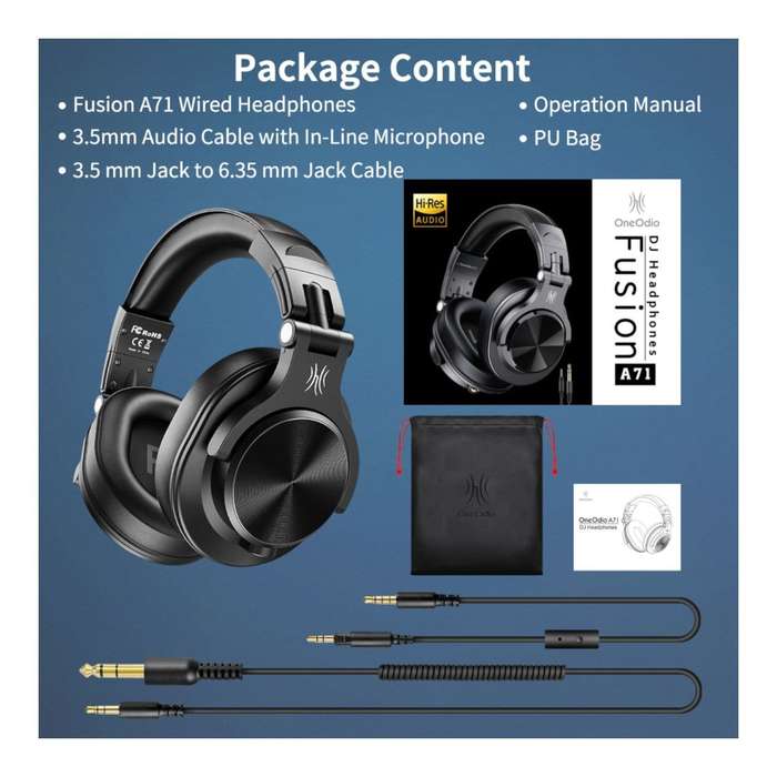 Oneodio Pro A71 Wired Headphones - Black