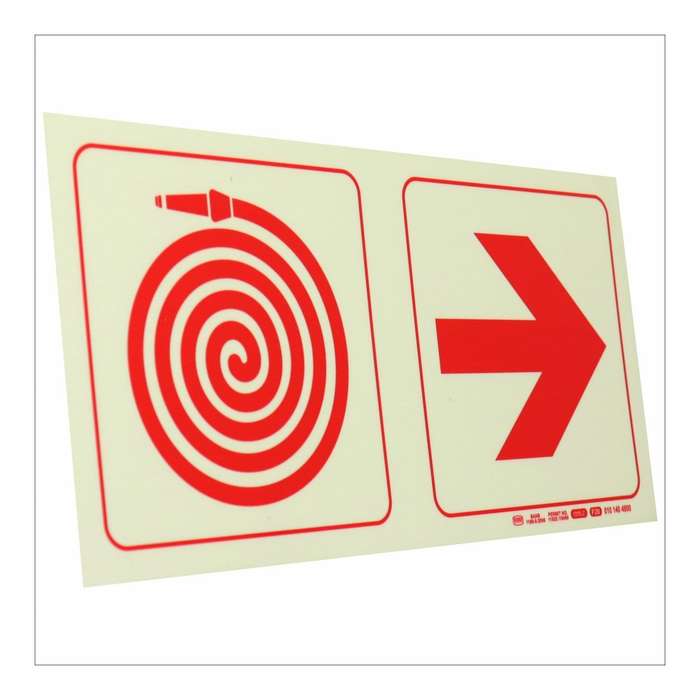 Parrot 190mm Photoluminescent F20 Fire Hose Reel Arrow Right Safety Sign SNP19F20