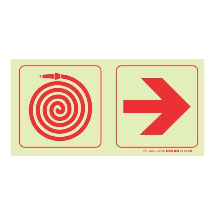 Parrot 190mm Photoluminescent F20 Fire Hose Reel Arrow Right Safety Sign SNP19F20