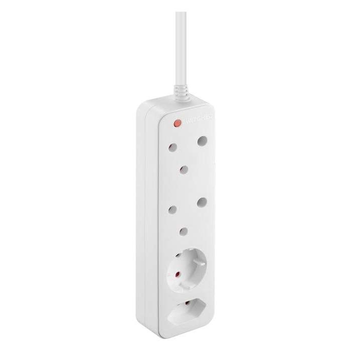 Switched 4-way High Surge Protection Multiplug with 3m Cord White SWD-8508-3