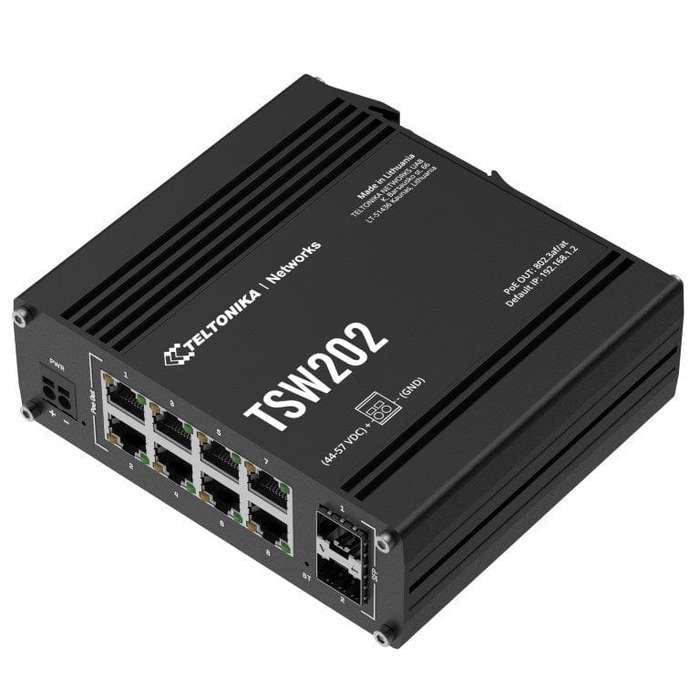 Teltonika TSW202 Managed L2 Gigabit Ethernet (10/100/1000) Power over Ethernet (PoE) Aluminium, Blue