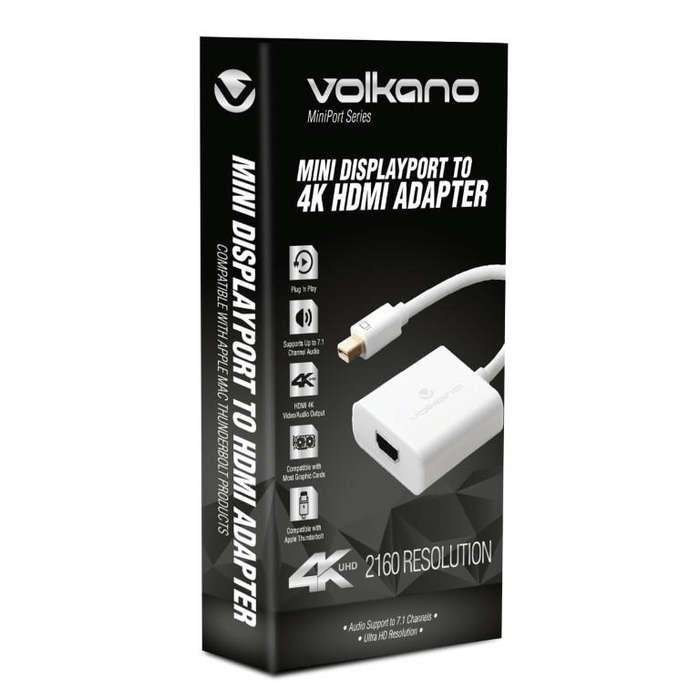 Volkano MiniPort Series Mini DisplayPort to 4K HDMI Converter White VK-20048-WT