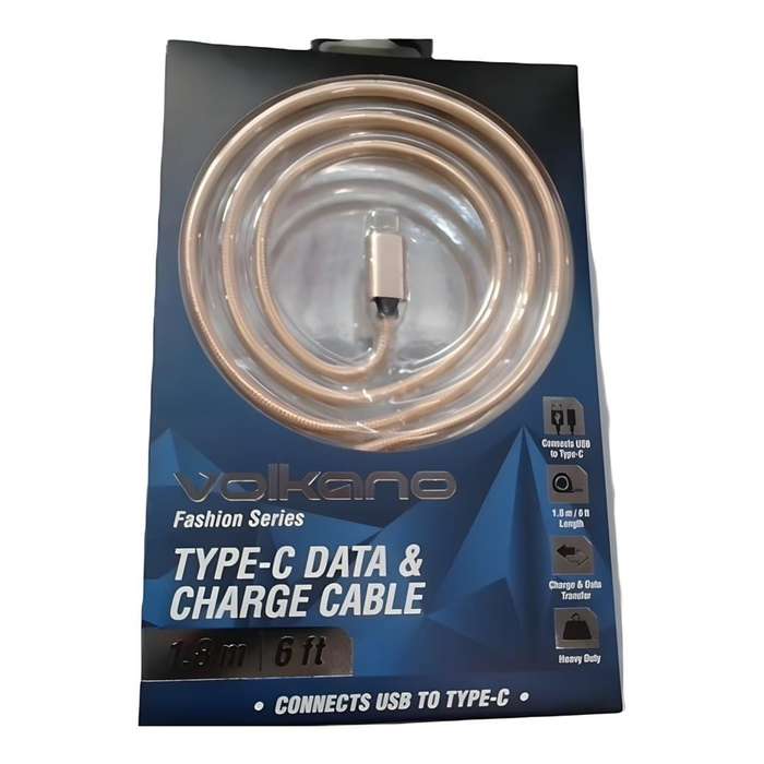 Volkano 1.8m Fashion Series Type-C Cable Pink VK-20061-PK-US