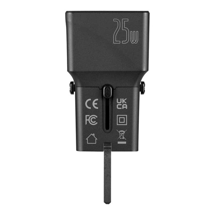 Volkano Globetrotter Series 25W Dual USB + Type-C Mini Travel Adaptor Vk-8028-BK