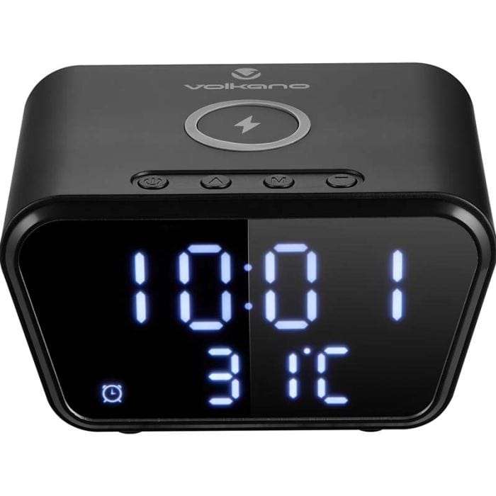 Volkano Awake Series Alarm Clock with Wireless Charging Black VK-8250-BK