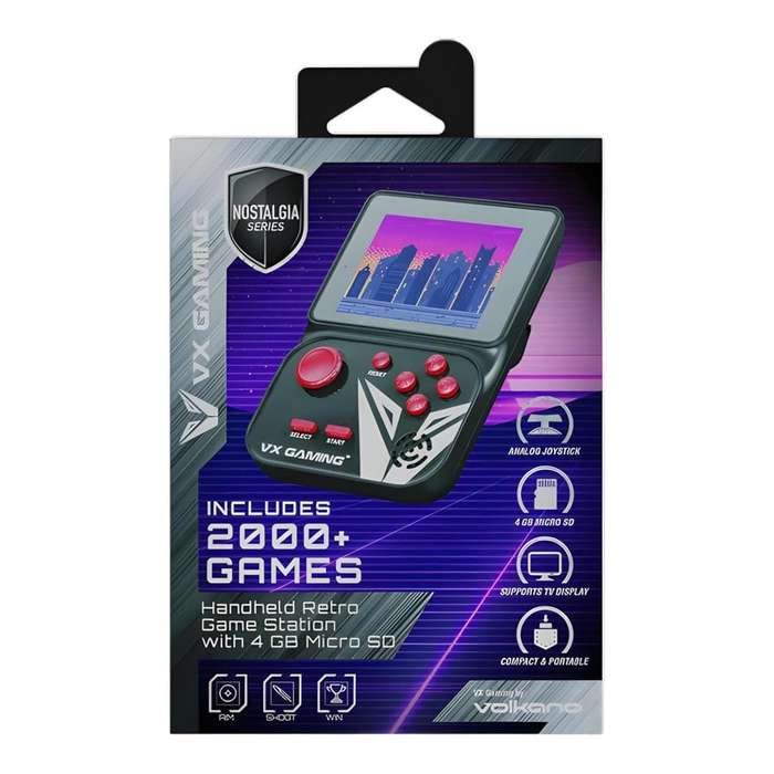 Volkano VX Gaming Nostalgia Series Handheld Retro Game Station with 4GB Micro SD Card Black VX-16...