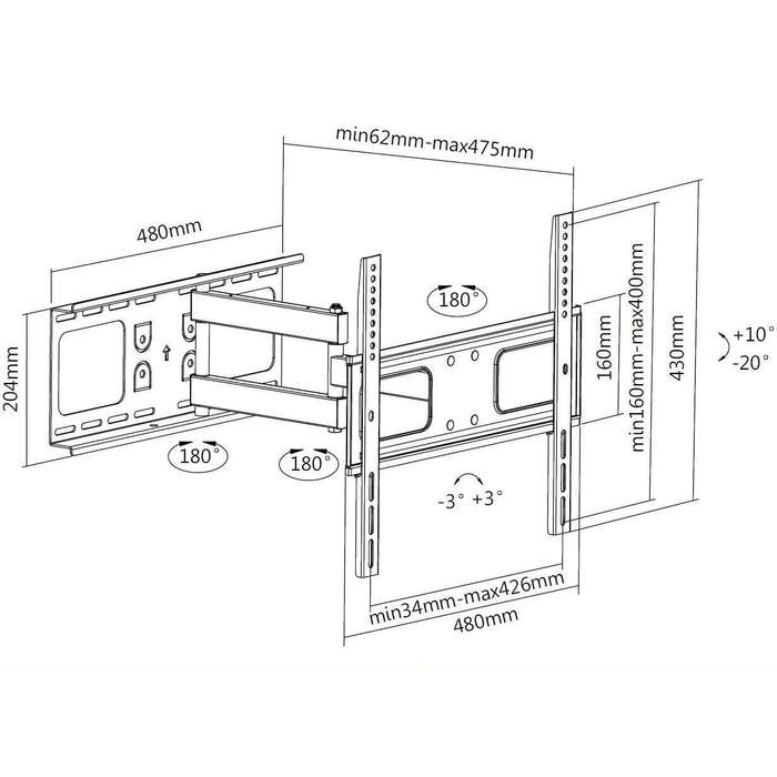Equip 32-inch to 55-inch Articulating TV Wall Mount Bracket 650315