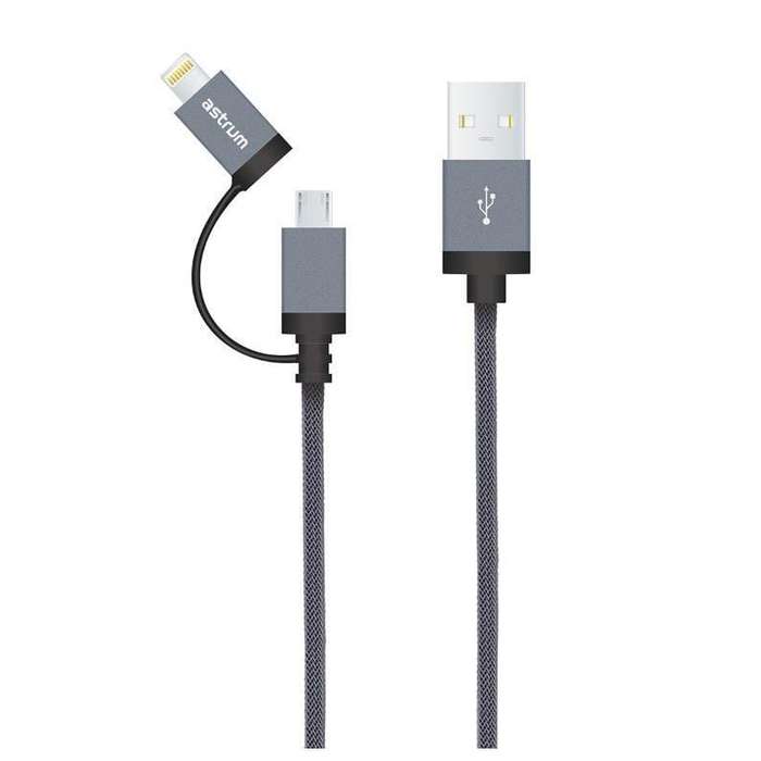 Astrum AC330 2 in 1 8pin with 13p Micro Charge Sync MFI Cable A53033-T