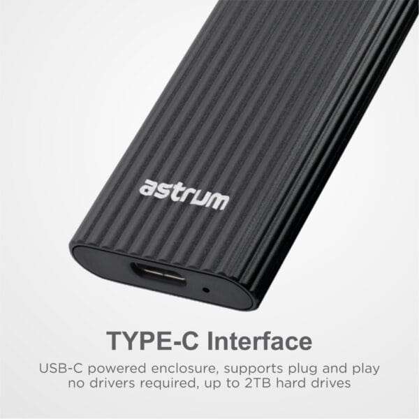 Astrum EN100 M.2 SATA USB-C External SSD Enclosure A84010-B