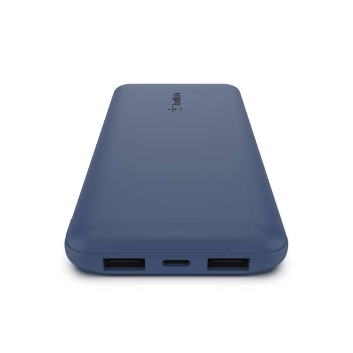 Belkin BoostCharge 10000mAh 3-Port Power Bank with USB-A to USB-C Cable Blue BPB011BTBL