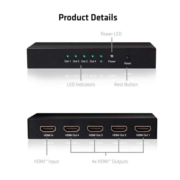 Club 3D CSV-1380 4-port HDMI 2.0 4K UHD Splitter