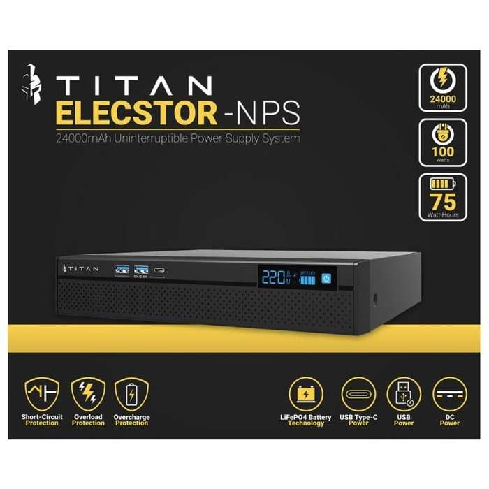 TITAN Elecstor NPS8012 100W 24000mAh 75WH Mini DC UPS