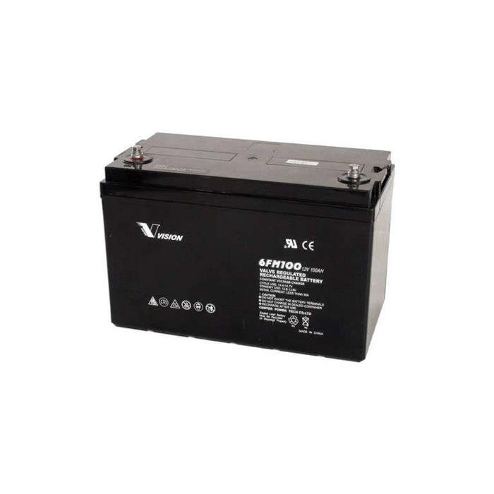 Vision 6FM100Z-X Deep Cycle 100Ah 12V AGM Technology Fully Sealed Battery SOL-B-100-12V-Z