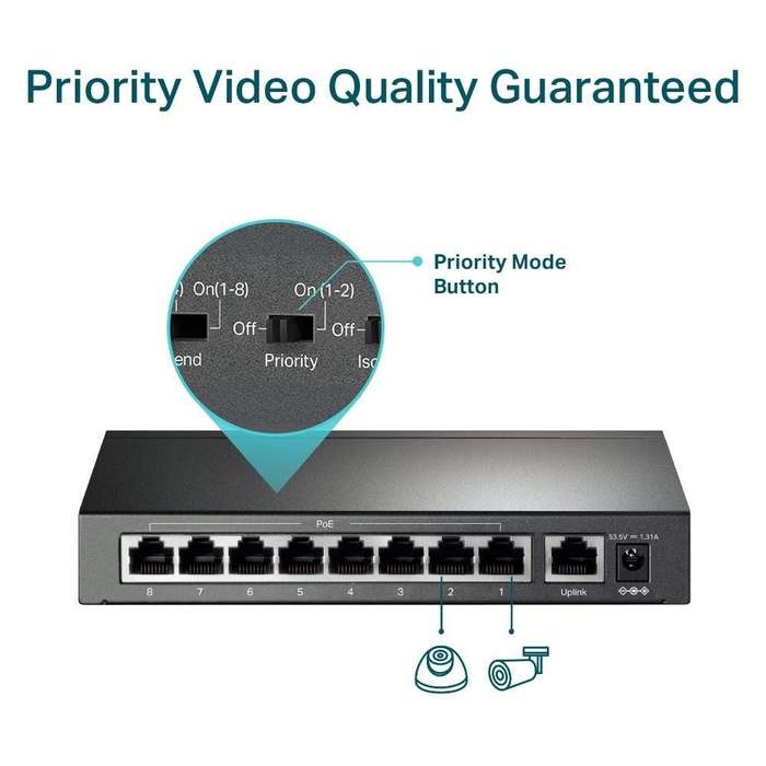 TP-Link TL-SF1009P 9-Port 10/100Mbps Desktop Switch with 8-Port PoE+