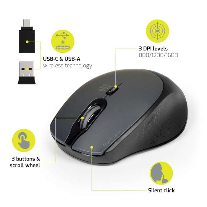 Port Connect Silent Wireless Mouse