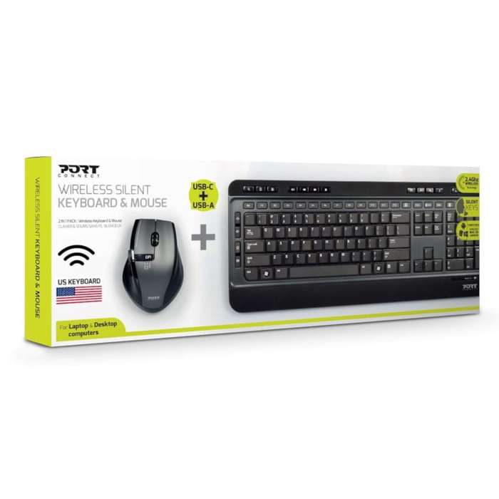 Port Connect Silent Wireless Keyboard & Mouse
