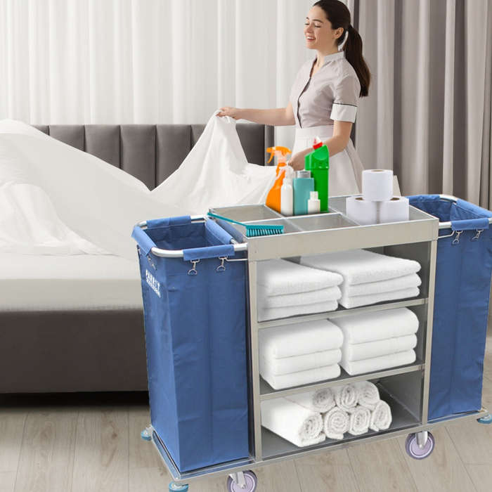 Parrot Janitorial Stainless Steel Hotel Housekeeping Trolley