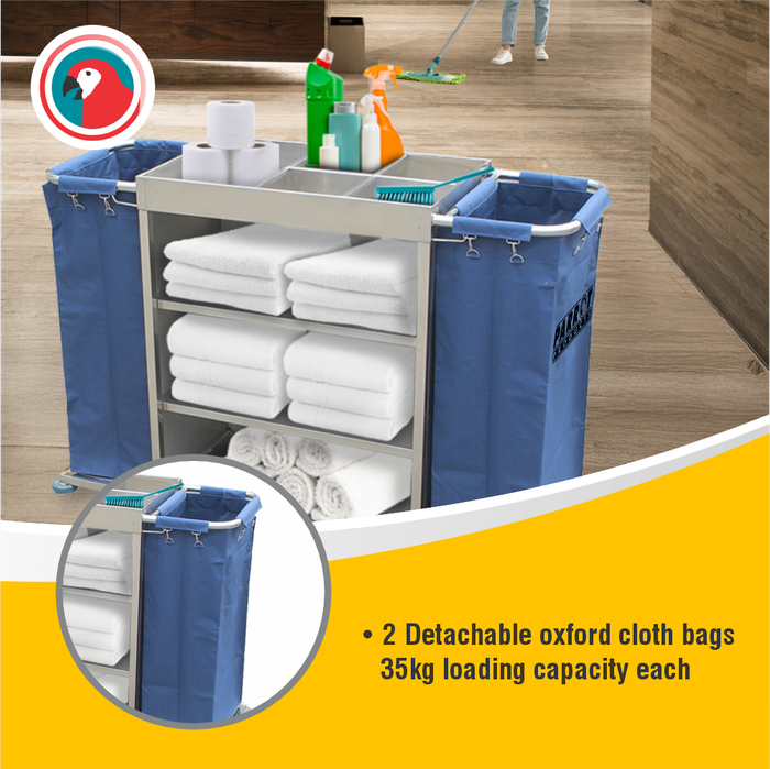 Parrot Janitorial Stainless Steel Hotel Housekeeping Trolley
