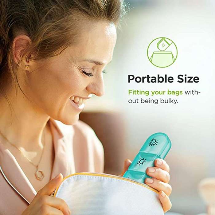 Portable 7-Day Pill Box  Weekly Organizer with 3 Compartments per Day