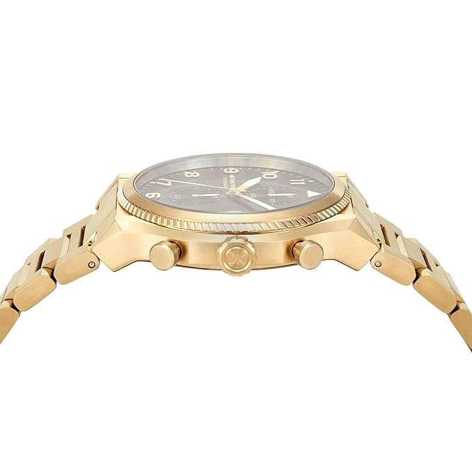 Michael Kors Oversized Panorama Gold-Tone strap with Black Dial Men's Dress Watch | MK9195