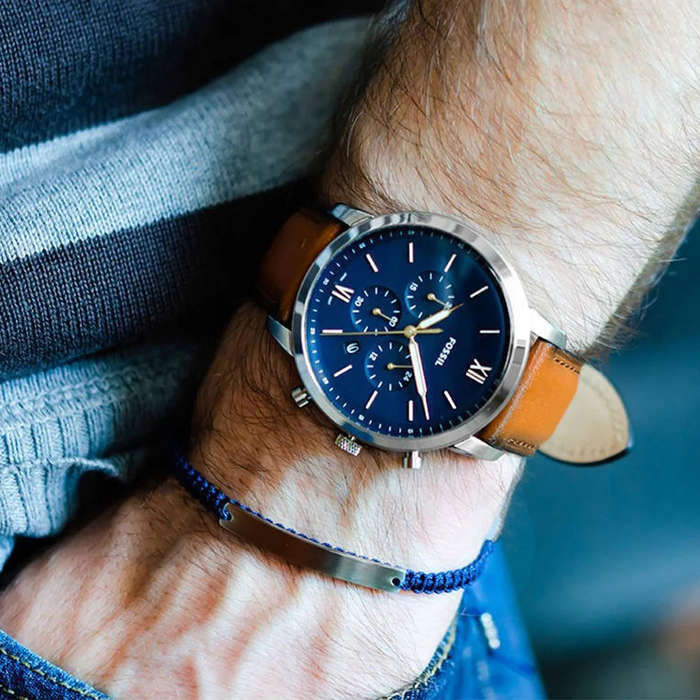 Fossil Neutra Chronograph Luggage Leather Men's Watch and Bracelet Set | FS5708SET