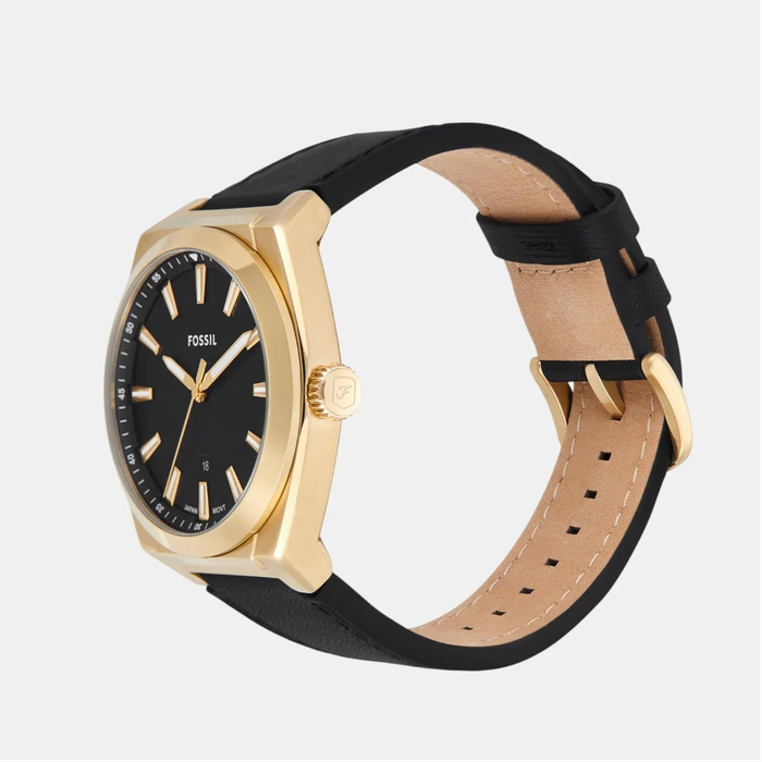 Fossil Everett Three-Hand Date Black Leather Men's Dress Watch| FS6089