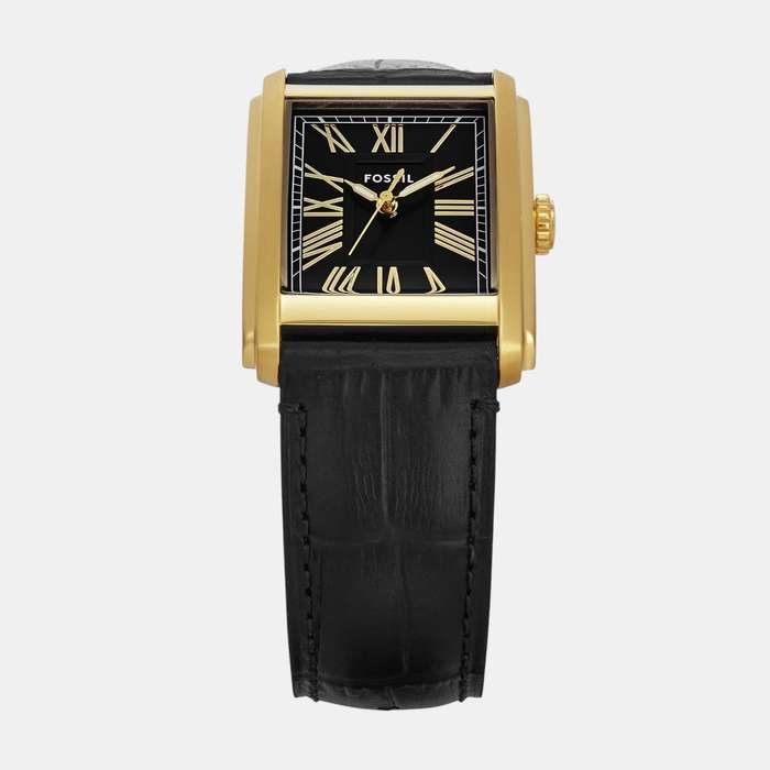 Fossil Quartz Black Dial Analog Leather Watch Men's Watch | FS6091