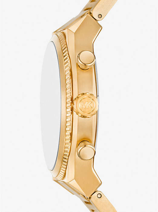 Michael Kors Oversized Panorama Gold-Tone strap with Black Dial Men's Dress Watch | MK9195